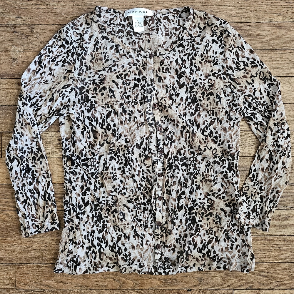 RAFAEL Animal Print Blouse - Black and Cream
